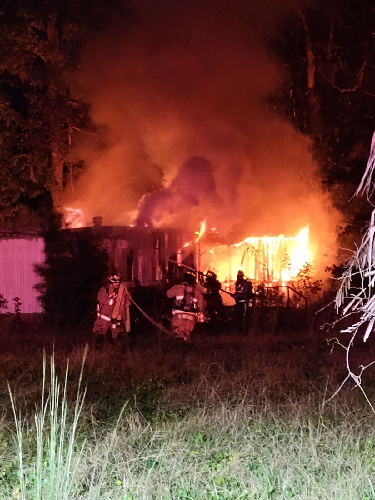 At approximately 11 p.m., Monday, Oct. 17, the Burton Fire District responded to a mobile home fire on Trask Parkway by Big Road. Photo courtesy of Burton Fire District