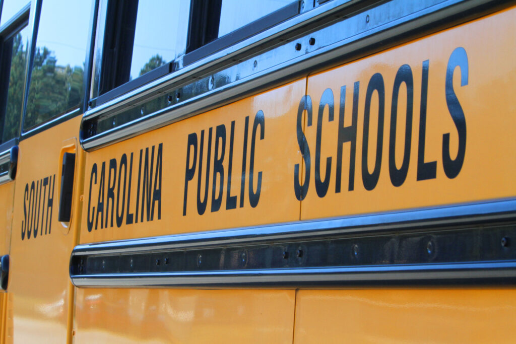 A South Carolina public school bus Monday Oct. 30, 2023. Mary Ann Chastain/Special to the S.C. Daily Gazette