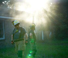 Firefighters from around northern Beaufort County participate in hands-on training on Thursday, Aug. 20, 2020, at Sea Island Apartments on Ribaut Road in Port Royal. Amber Hewitt/The Island News