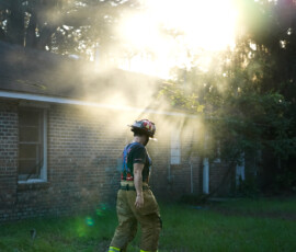 Firefighters from around northern Beaufort County participate in hands-on training on Thursday, Aug. 20, 2020, at Sea Island Apartments on Ribaut Road in Port Royal. Amber Hewitt/The Island News