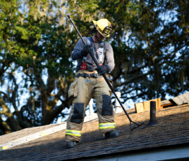 Firefighters from around northern Beaufort County participate in hands-on training on Thursday, Aug. 20, 2020, at Sea Island Apartments on Ribaut Road in Port Royal. Amber Hewitt/The Island News