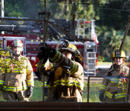 Firefighters from around northern Beaufort County participate in hands-on training on Thursday, Aug. 20, 2020, at Sea Island Apartments on Ribaut Road in Port Royal. Amber Hewitt/The Island News